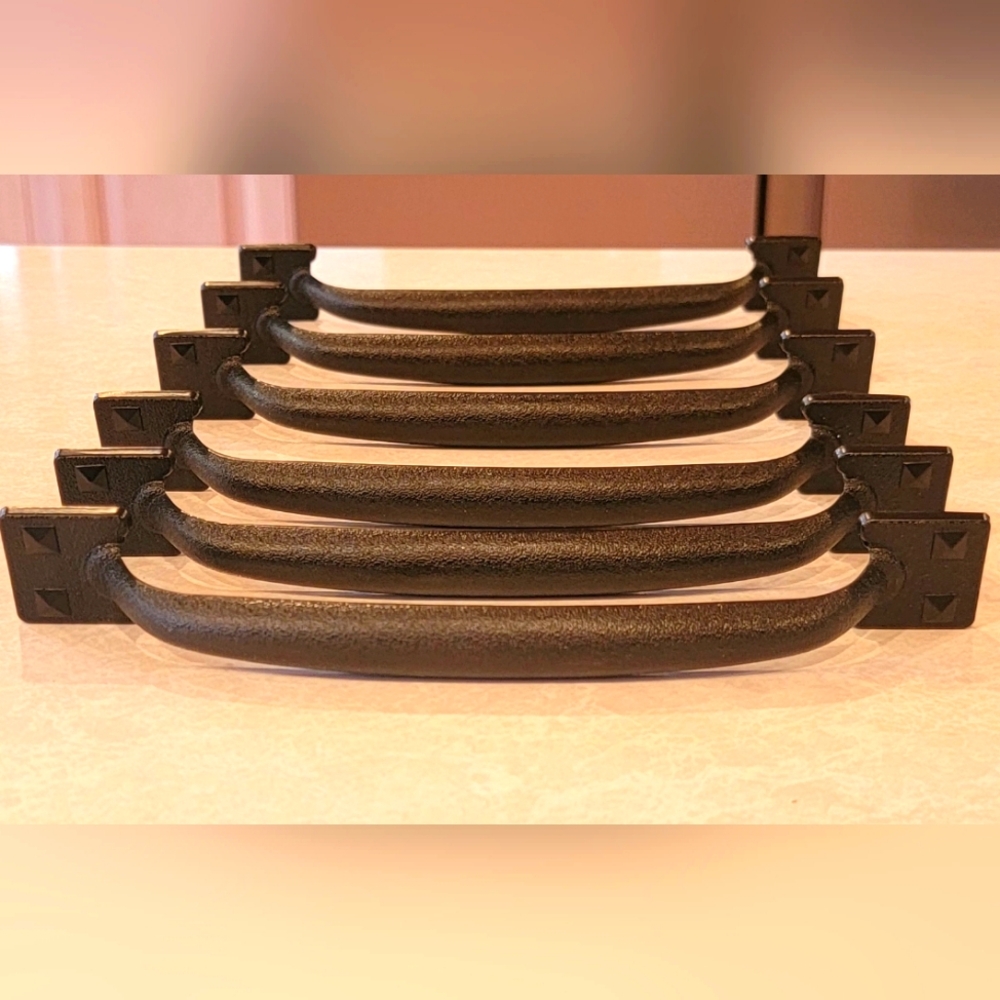 Drawer Handles, Black metal, set of 6, 8" long